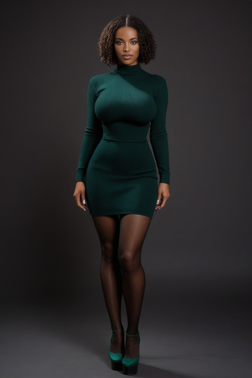 Waist, Shinny Hair, Perfect Waist Ebony AI Porn
