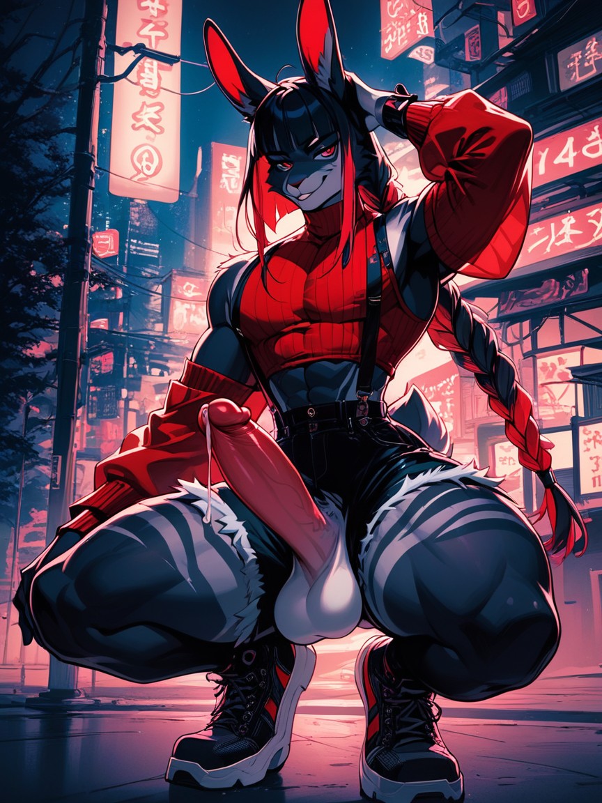 Tight Suspenders, Wasp Waist, Shoulders Furry AI Porn