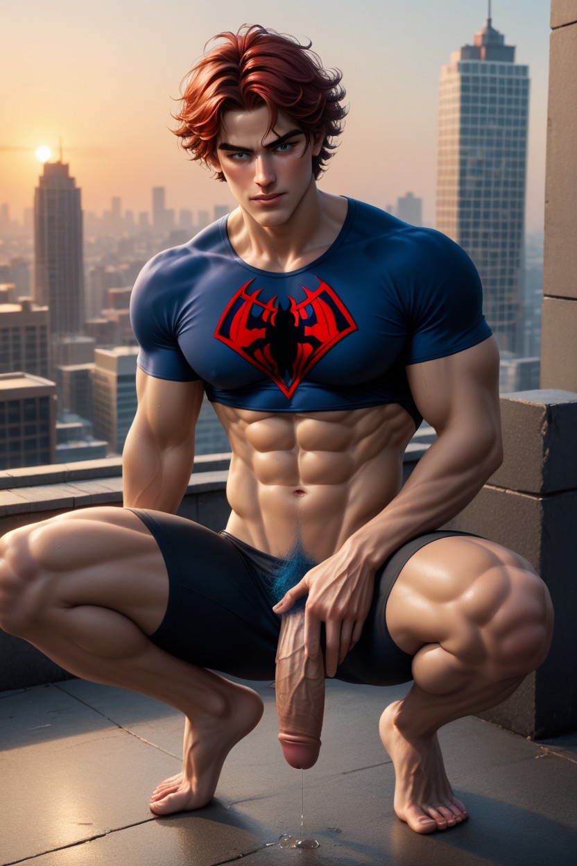 Torso Visible, Leaning Back, Spiderman ゲイAIポルノ