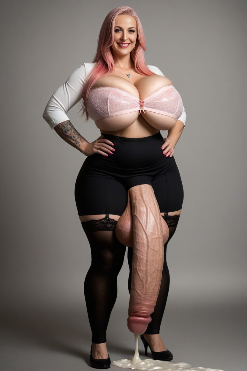 Impregnation, Mischievous (smiling While Blushing), Hyper Monstrous Penis Growth Shemale AI Porn