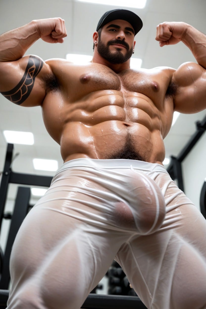 Form Fitting Clothes, Visible Cock, White Tank Top AI Gay Porn