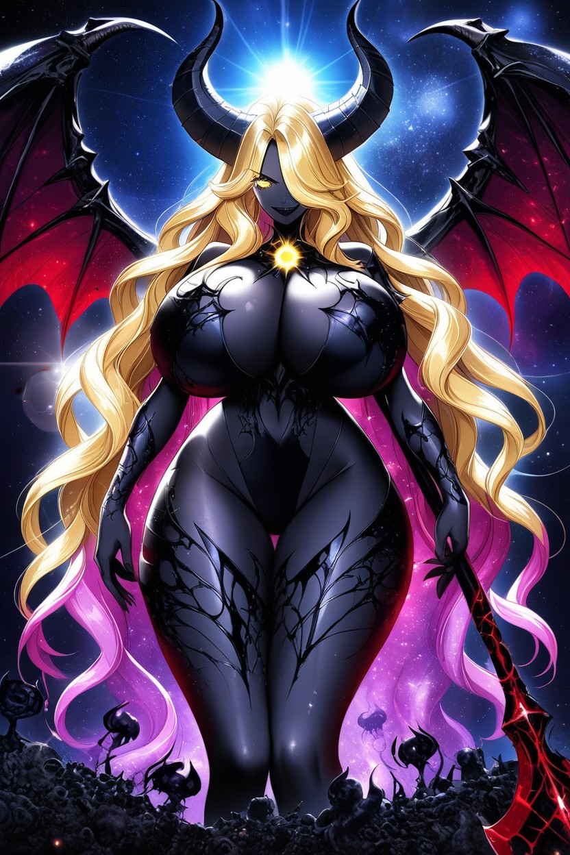 Black Eye Sockets, Midnight Black Skin, Evil Smirk Hentai AI Porn