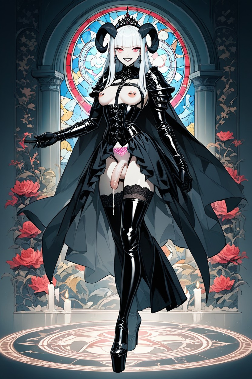 Full Body, One Hand Holding Long Magic Wand, Wind In Hair Shemale AI Porn