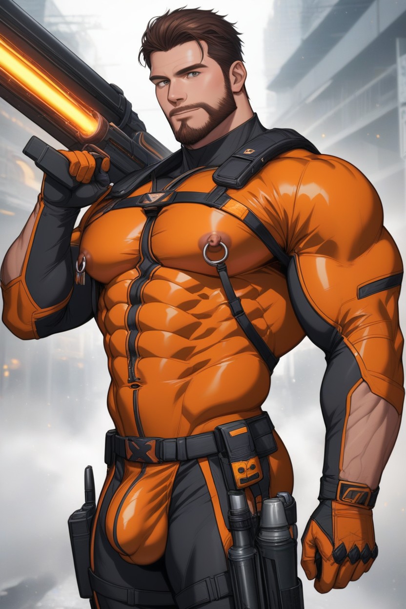 Large Ass, Muscle Daddy Physique, Award Winning Photo AI Gay Porn