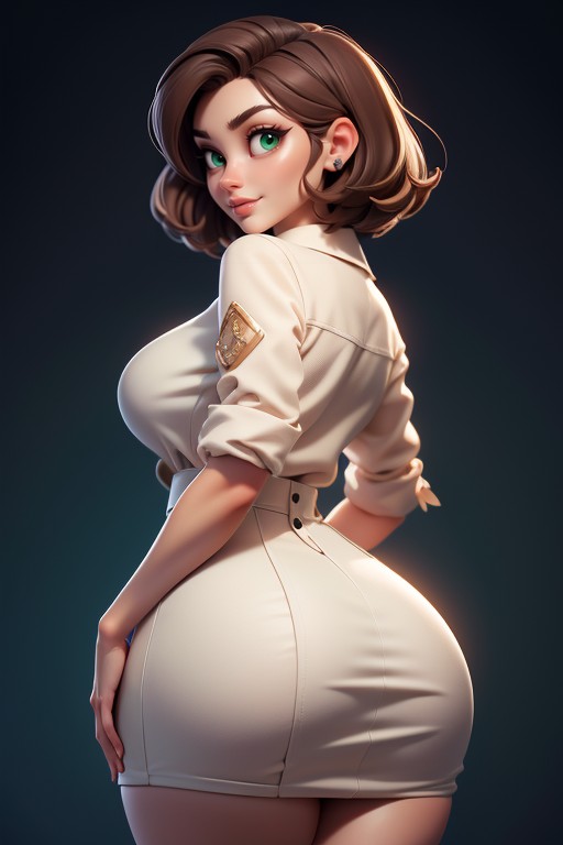 Rear Pose, 18+, Very Brown Hair Hentai AI Porn