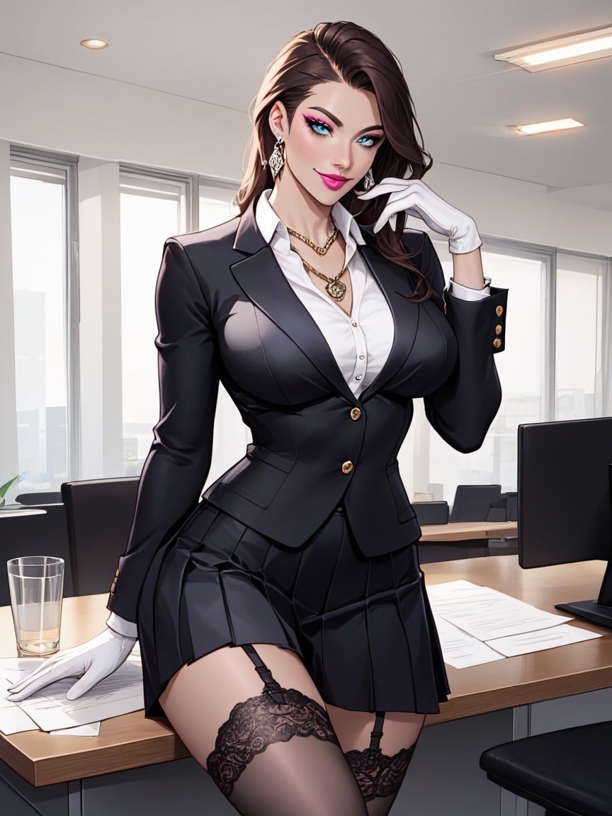 Blue Eyes, Brunette, Model Hentai AI Porn