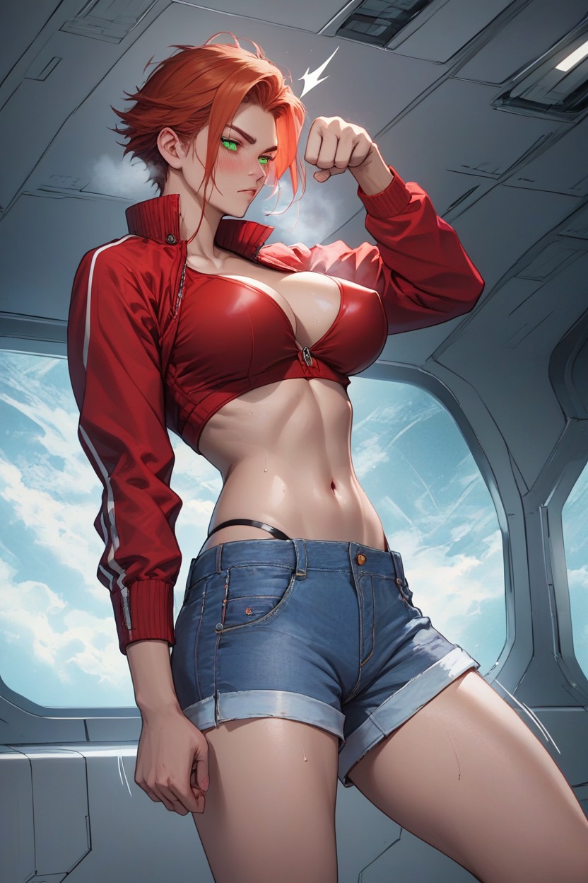 Too Tight Bikini, Jacket, Tomboy Hair Hentai AI Porn