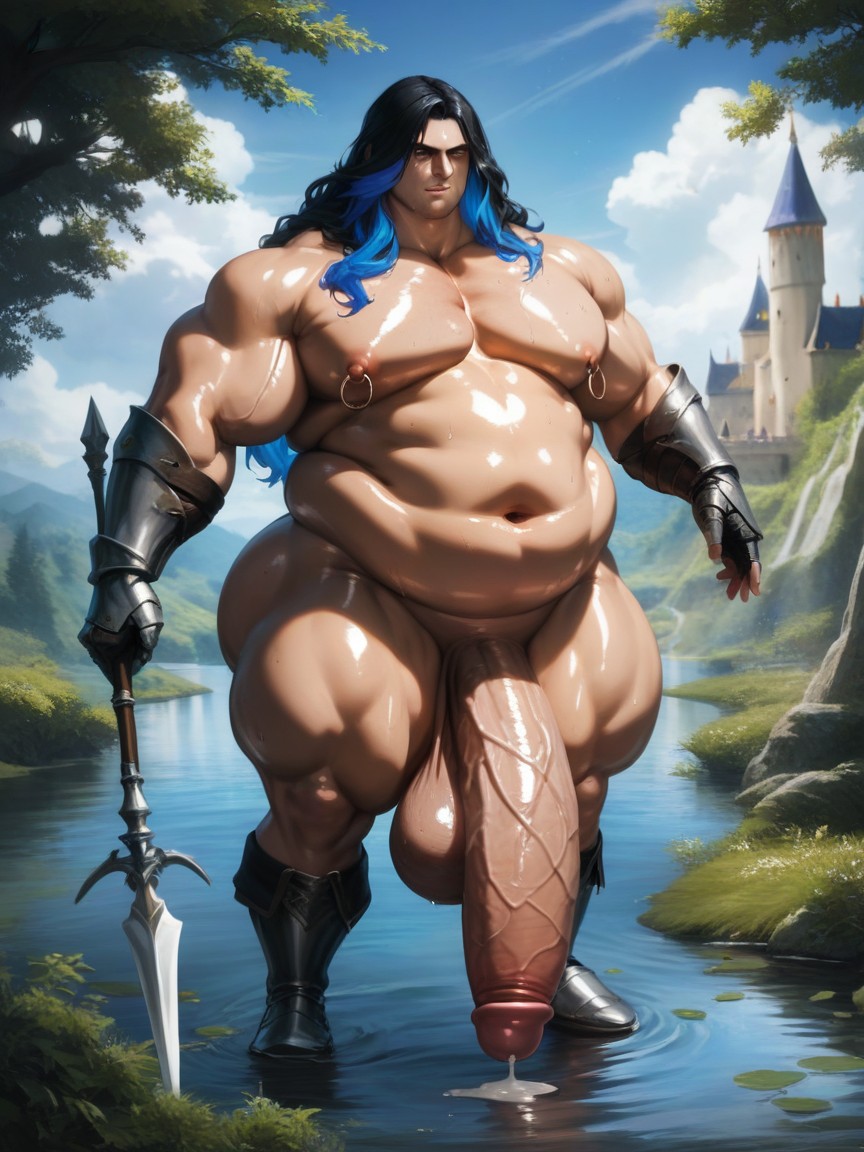 Long Hair, Medieval Fantasy Castle, Masculine Chest 게이 AI 포르노