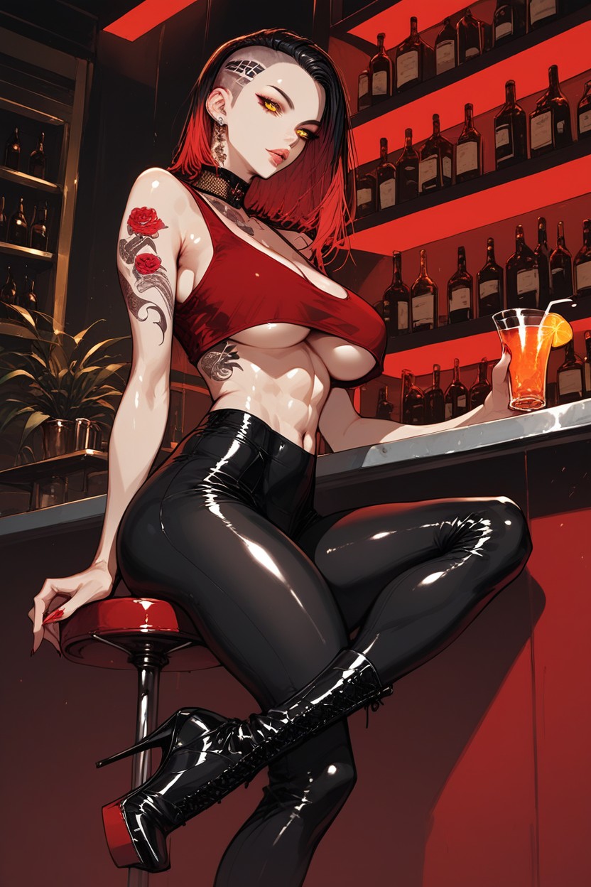 In Bar, Lean Muscle, Gloss Lips Hentai AI Porn