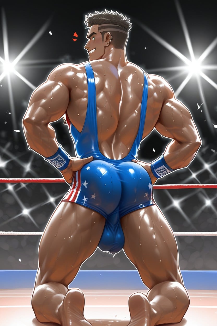 Gym Workout, Sharp Facial Features, Full Body AI Gay Porn