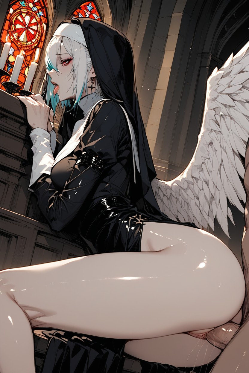 Altar In The Church, Pale Skin, Huge Cock Hentai AI Porn
