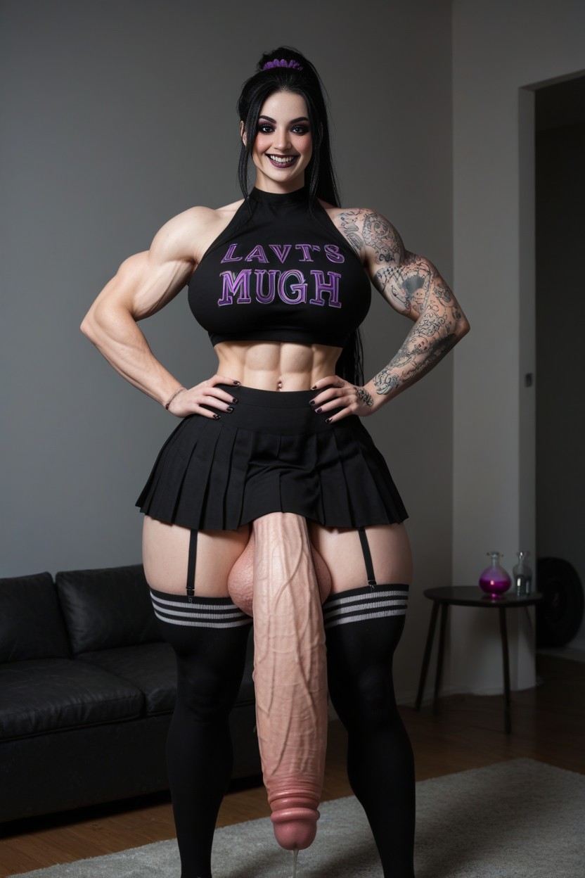 Pubic Hair, Overthick Monster Cock, Muscles Absurdly Pumped Up Shemale AI Porn