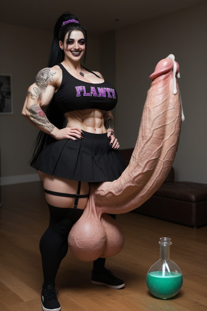 Impossibly Massive Muscular Legs, Drank Magic Potion, Muscles Absurdly Pumped Up Shemale AI Porn