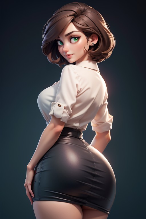 Office Shirt, Sexy Smirk, Thick Body Hentai AI Porn