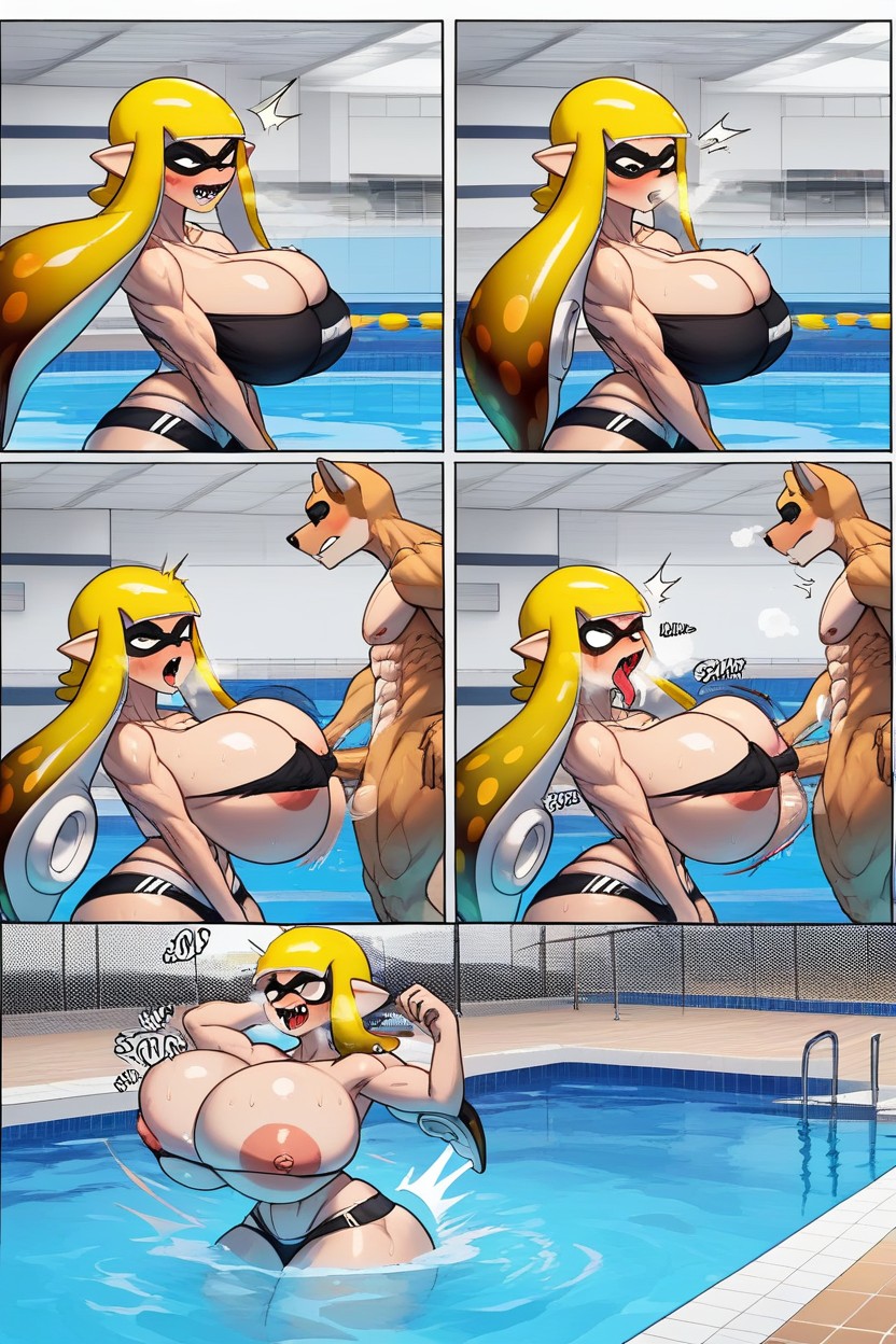 Bigger Female, Inkling With Yellow Hair From My Splatoon, Musclé Growth Breast Expansion Porno IA Furry