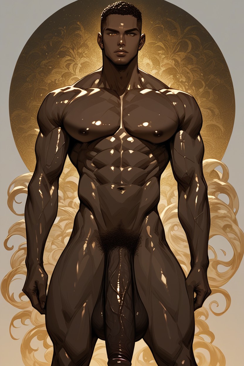 Big Pectorals, Black Skin, 18+ 게이 AI 포르노