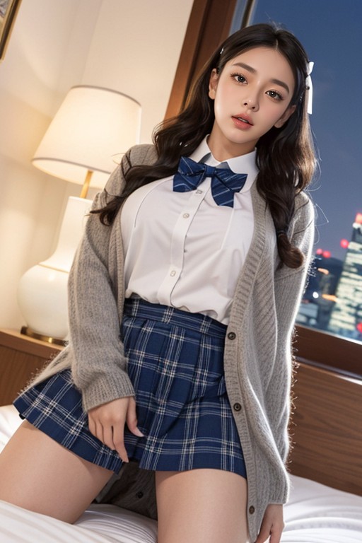 Navy Stripe Bowties, Orgasm, Hotel Room Asian AI Porn