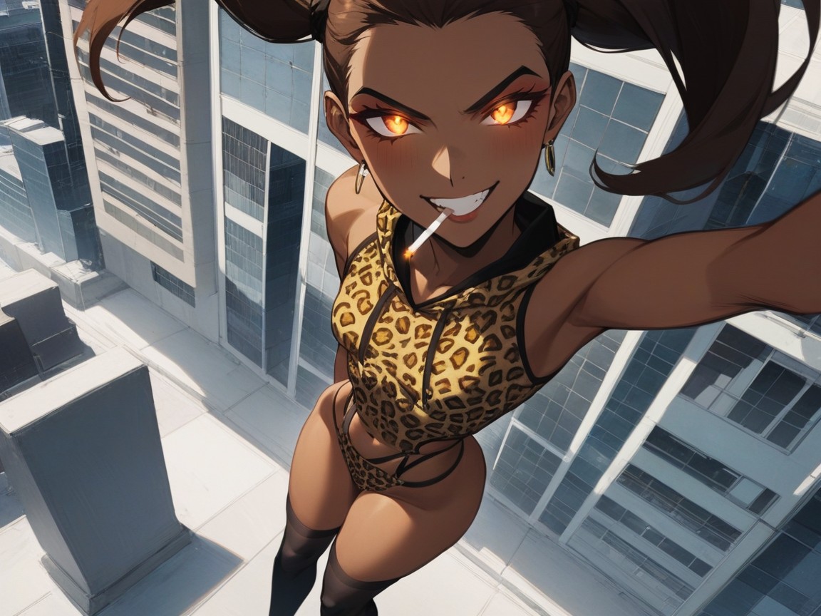 Rooftop Background, Cinematic, Rounded Ass Hentai AI Porn