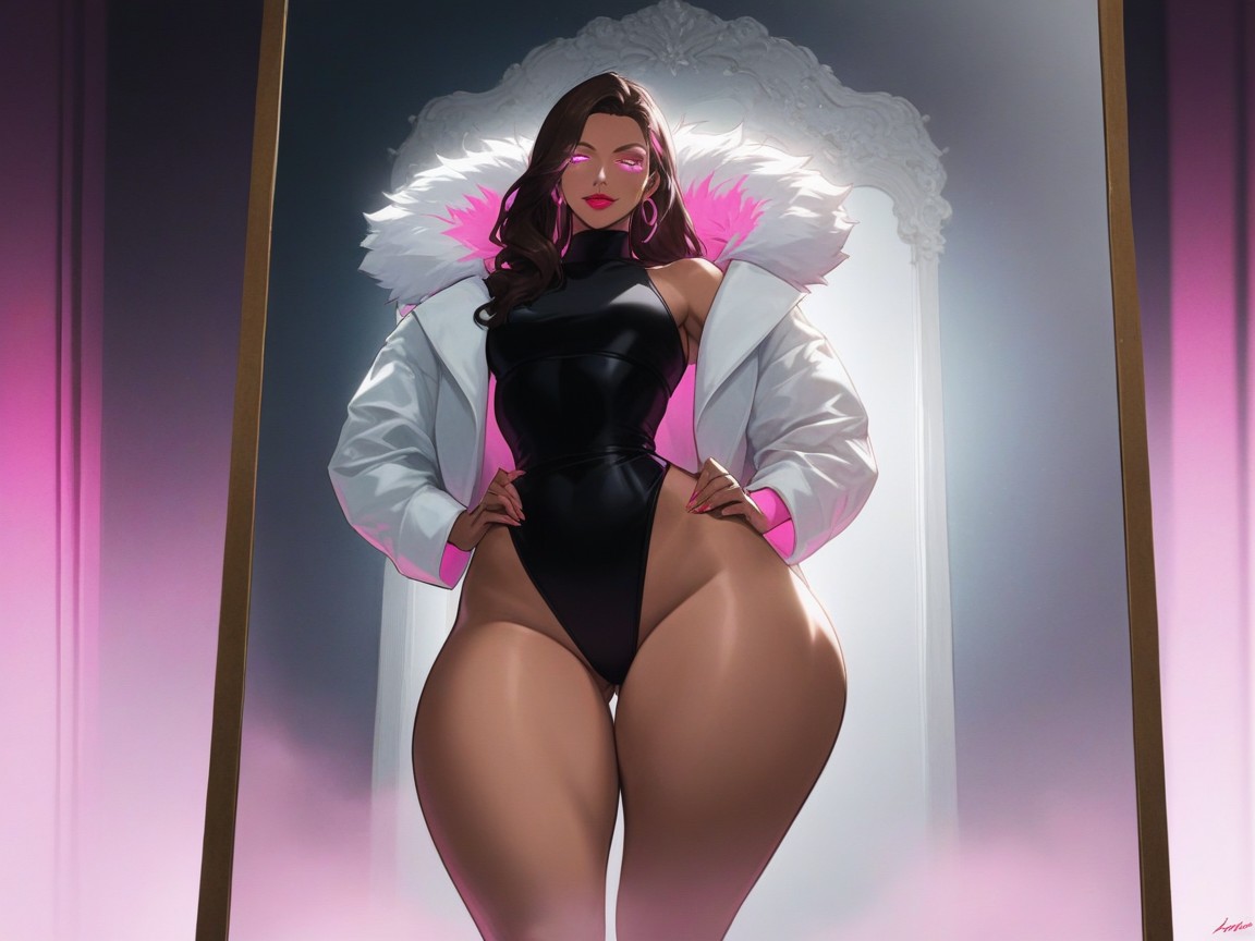 Bottom Up, Long White Fur Coat, Close Up Hentai AI Porn