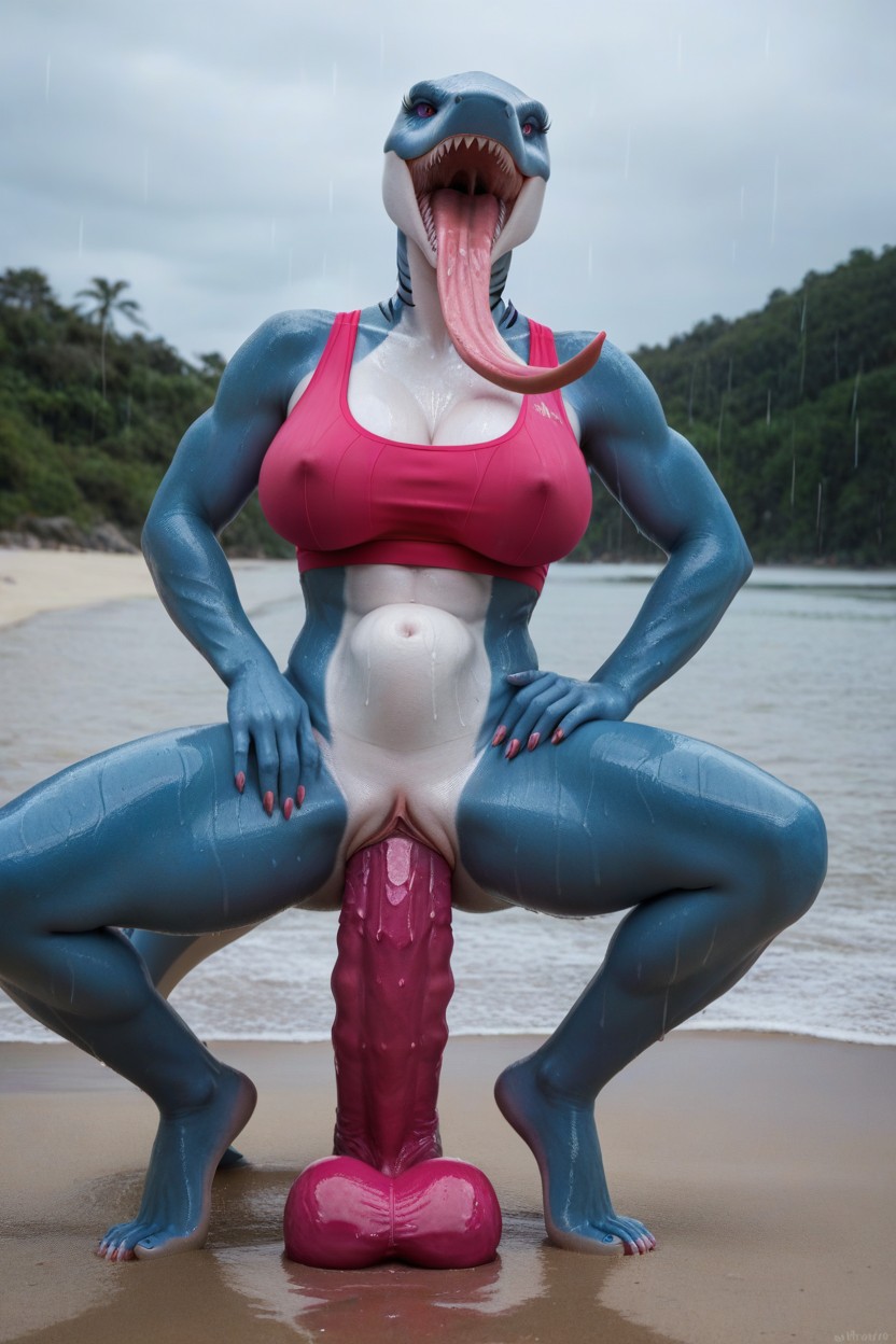 Legs Spread, Glistening, Mouth Open AI Porn