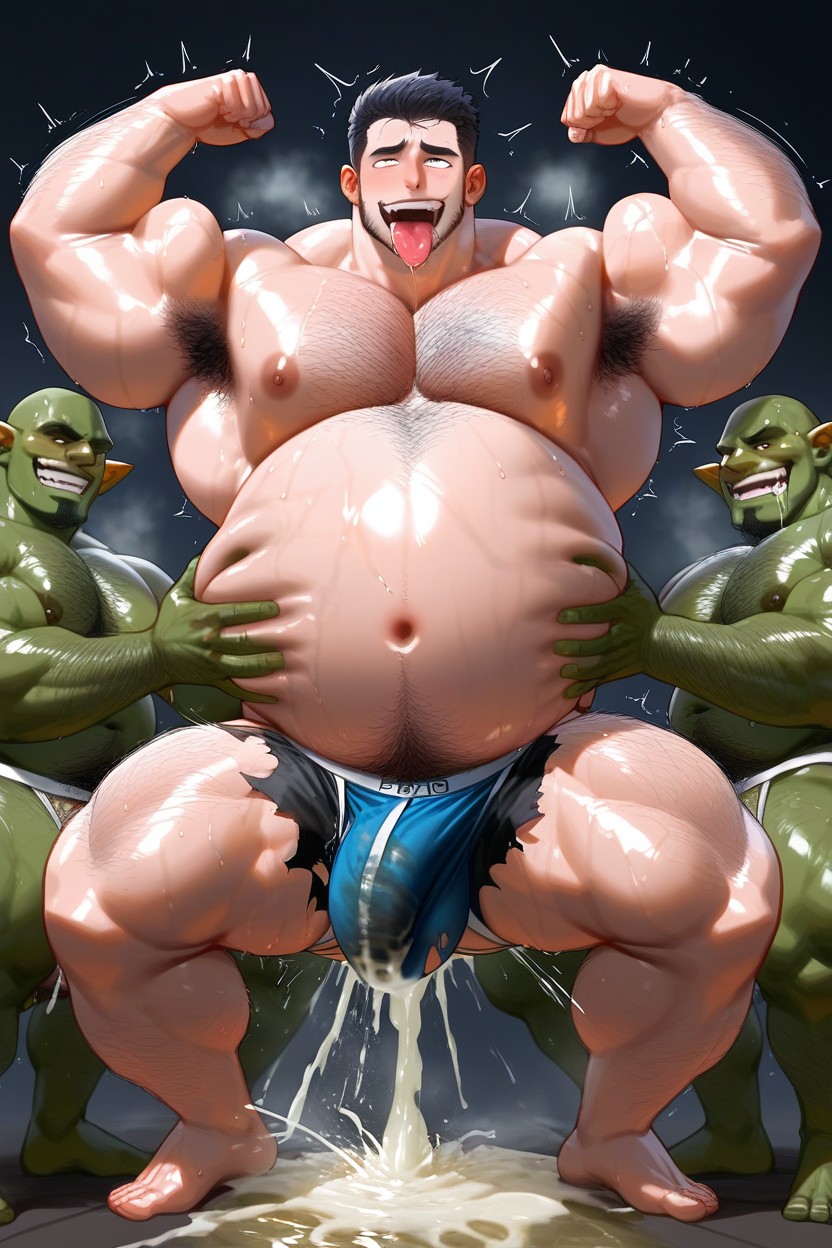 Harem, Chubby Man Being Fucked In The Ass While Pissing Himself, Gigantic AI Gay Porn