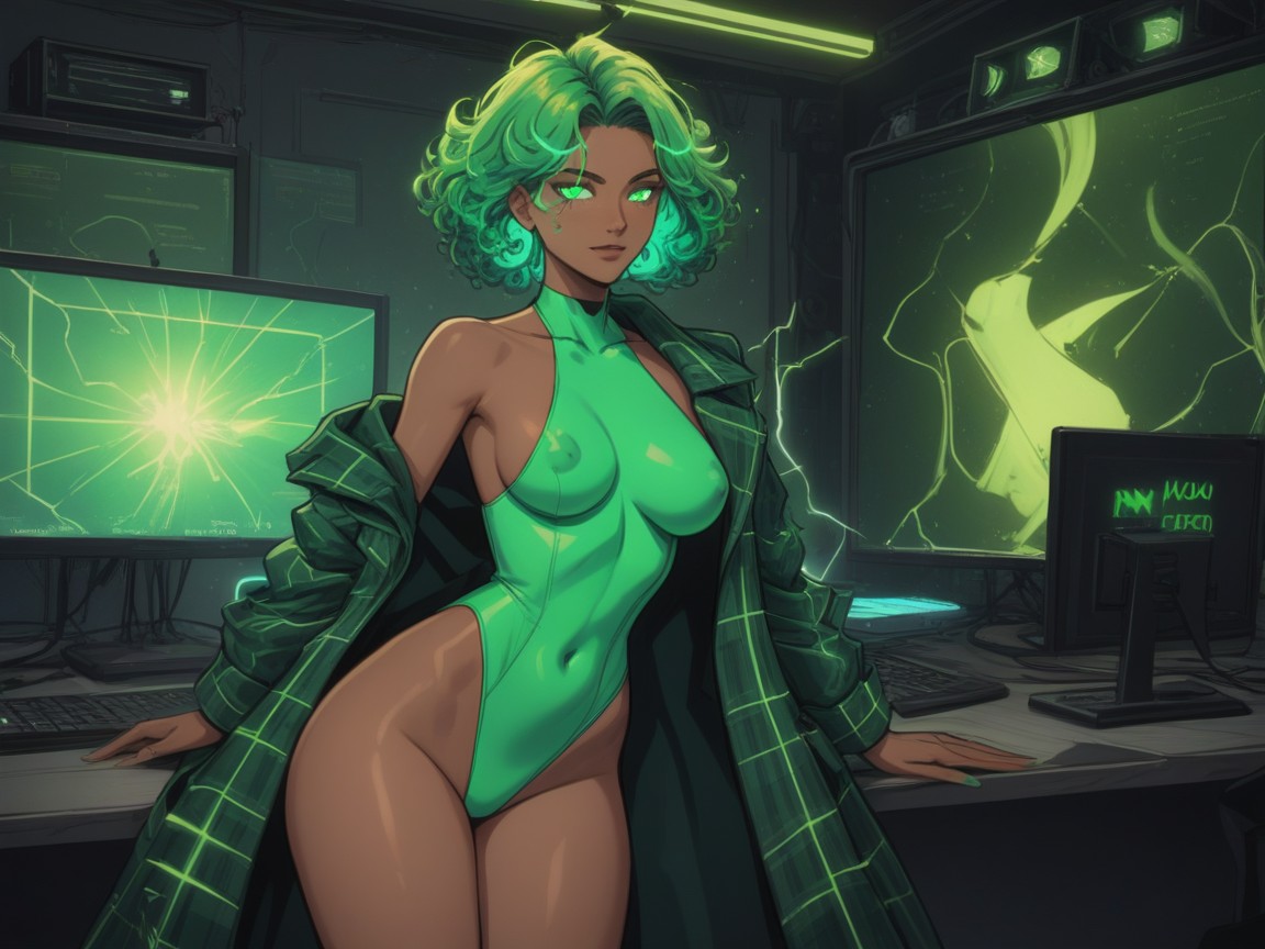 Pelo Verde, Noir, Low Torso Height Porno latina IA