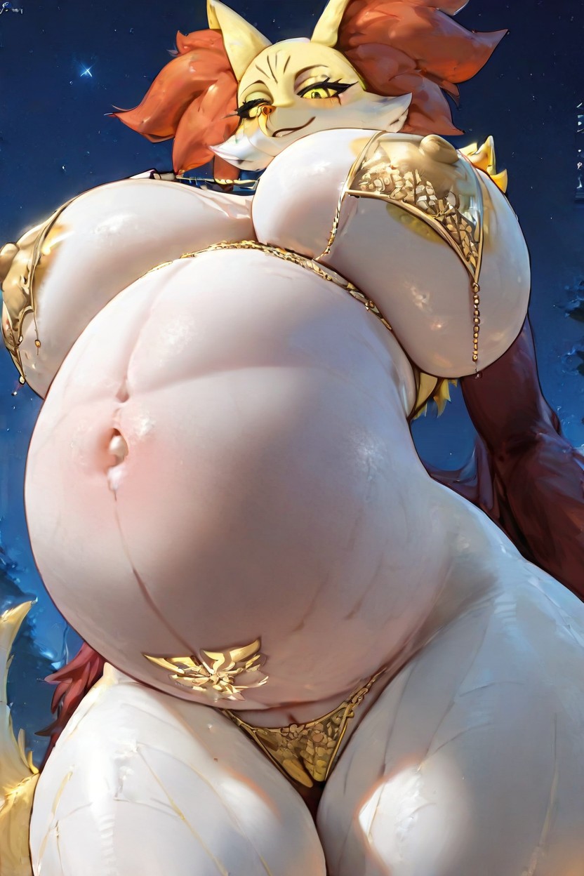 18+, Hard Nipples, Gold Bikini Furry AI Porn