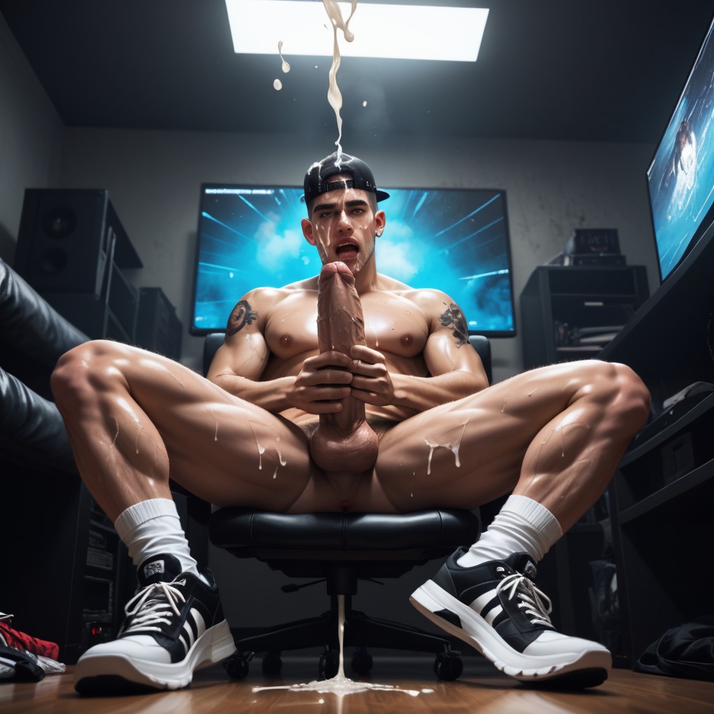 Cumshot, Photorealistic, Mouth Agape AI Gay Porn