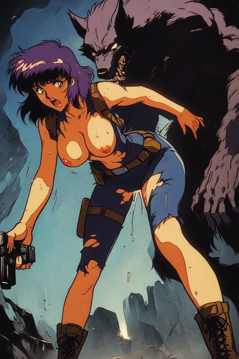 Medium Breast, Anatomically Accurate, Dark Blue Bodysuit AI Porn