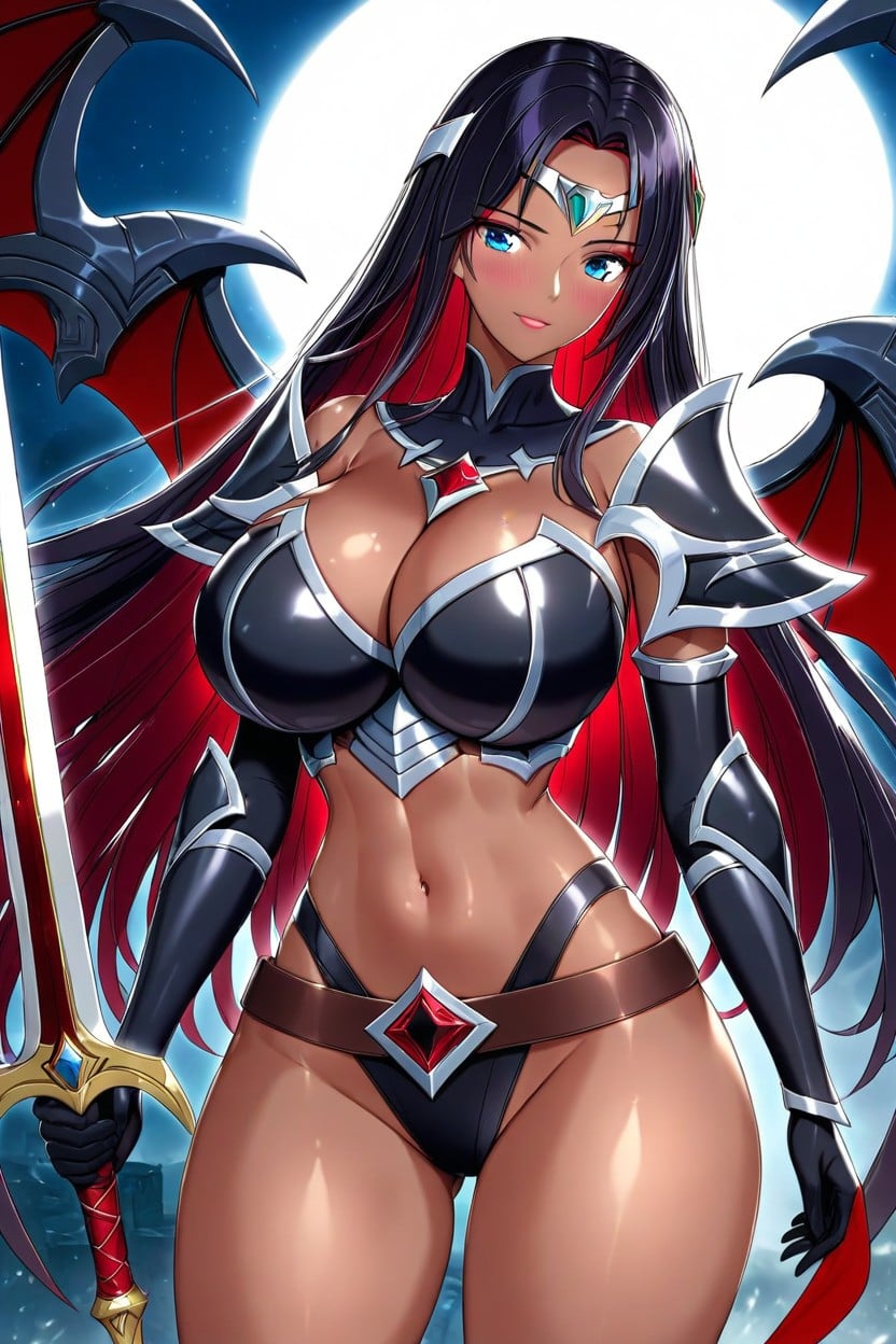 Black Guantlets, Huge Dragon Wings, Multi Colored Hair Hentai AI Porn