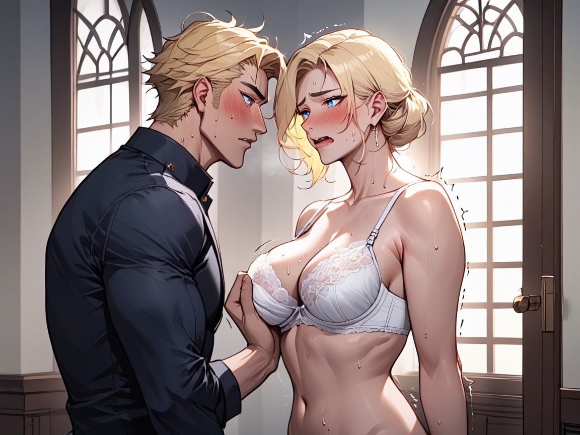 She Is Standing In Front Of The Door, Waist Shot, Sweat Hentai AI Porn