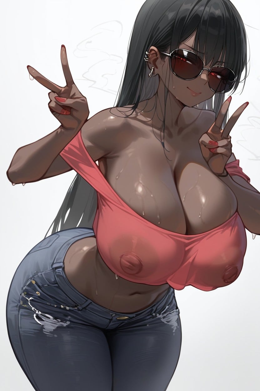 White Background, Black Hair, Eyes Half Closed Hentai AI Porn