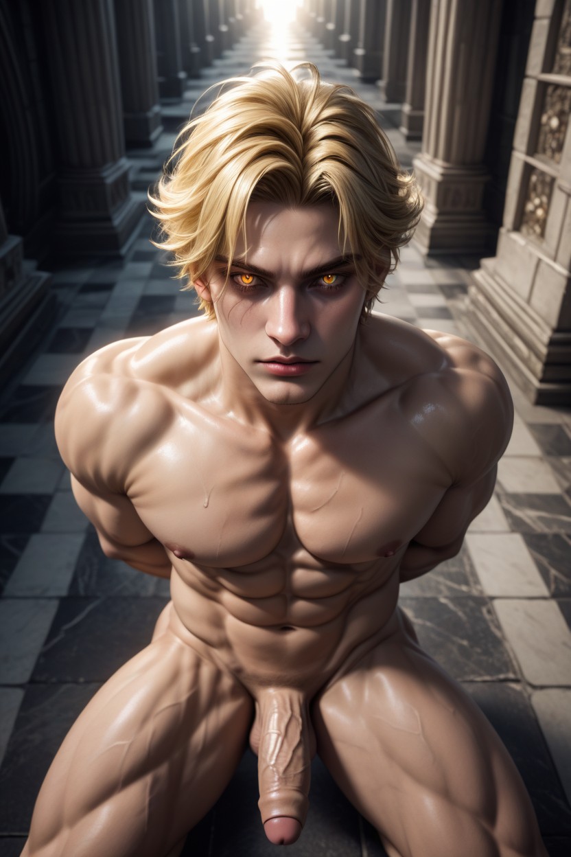 Blonde, Bangs, Kneeling AI Gay Porn