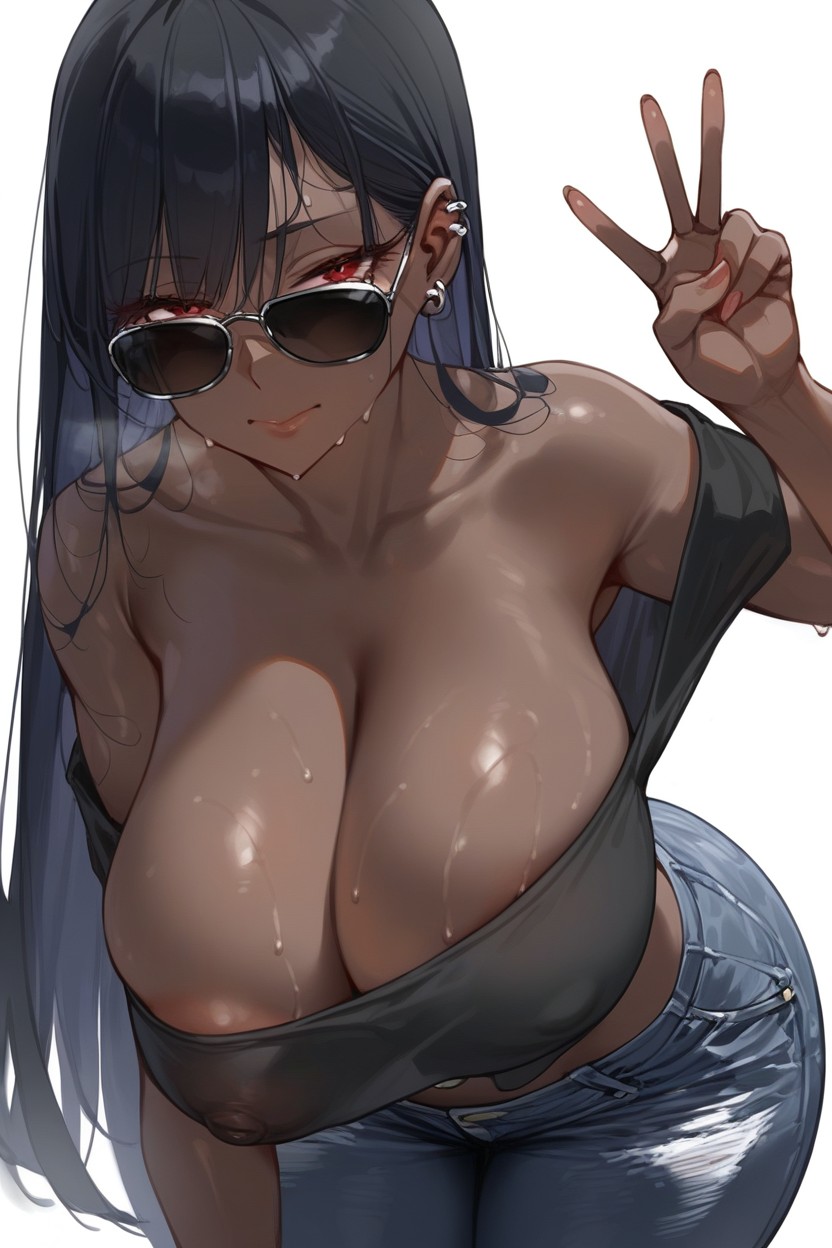 Jean Shorts, Bending Over, White Background Hentai AI Porn