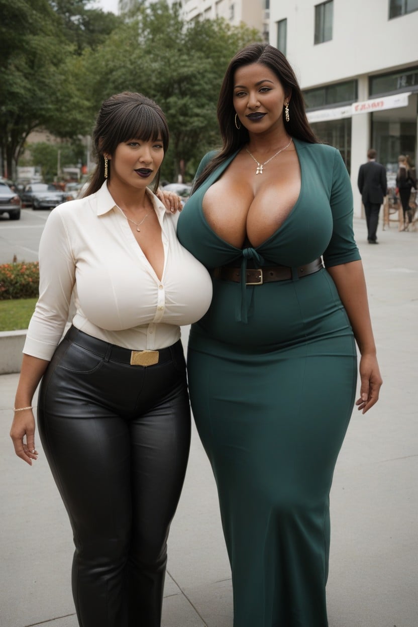 Leather Costume, Long Length, Black Leather Office Pant Shemale AI Porn