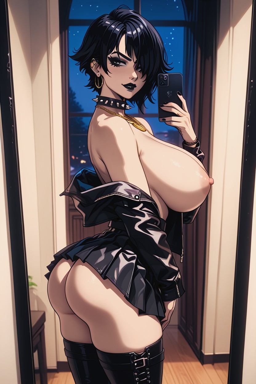 Black Eyeshadow, Tomboy Goth, Night Time Hentai AI Porn