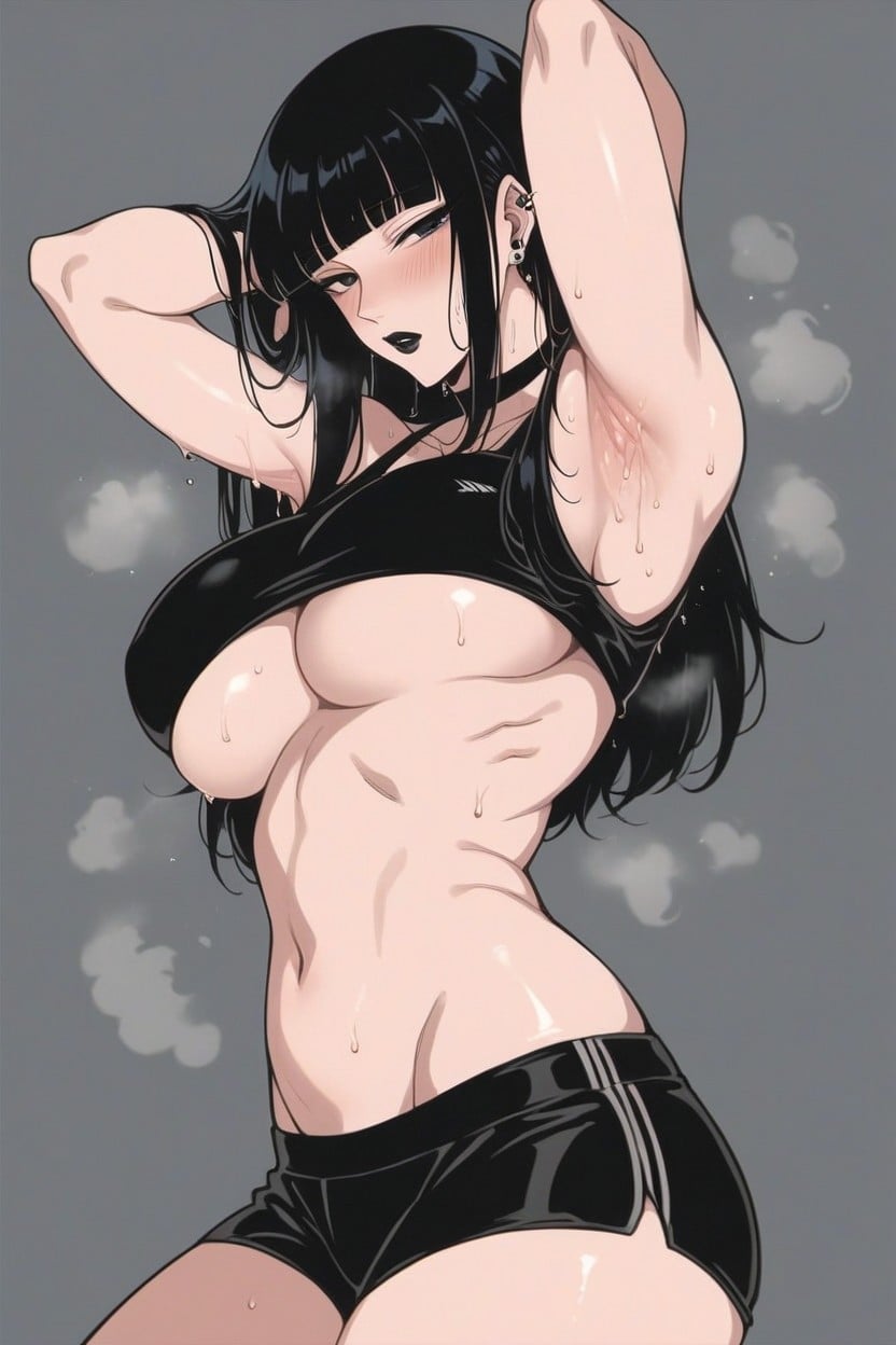 Blunt Bangs, Anime Style, Black Lipstick Hentai AI Porn