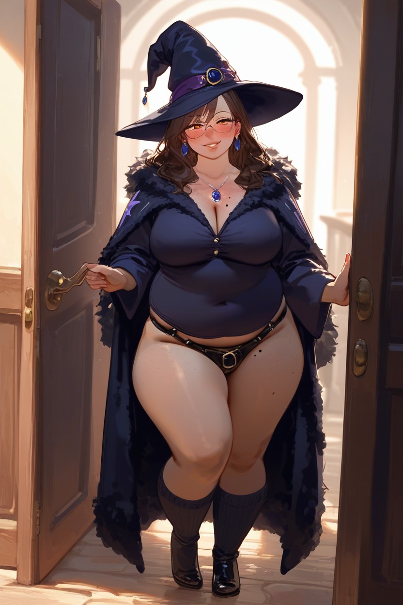 Thighigh Socks, Golden Eyes, Blush BBW AI Porn