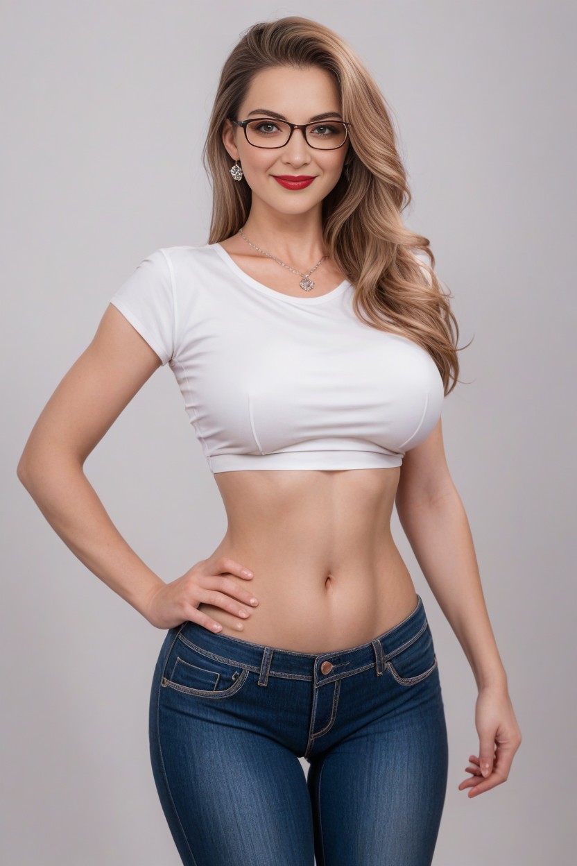 Perky Boobs, Looking At Viewer, Naked Belly Button AI Porn