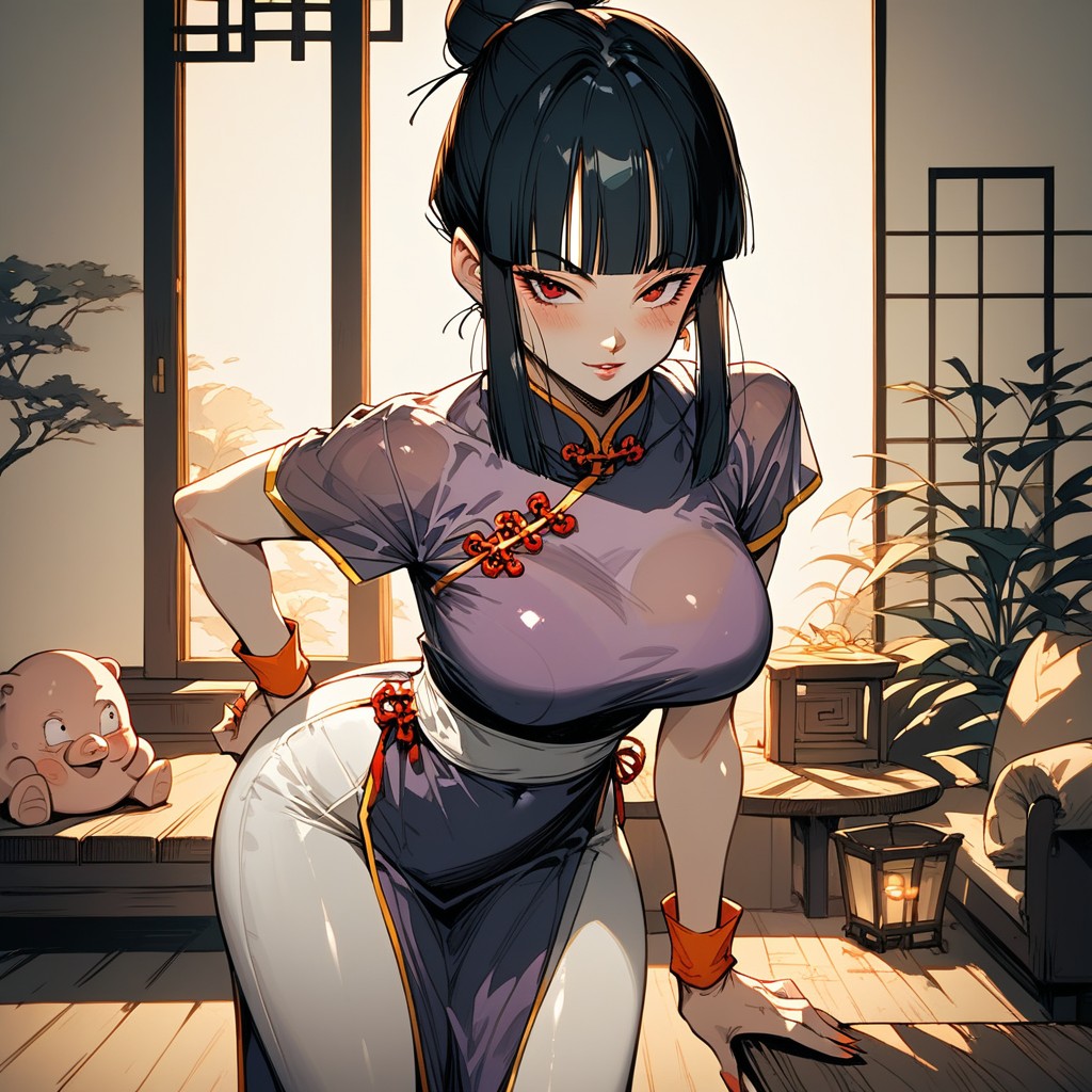 Ugly Oolong Groping, Black Hair, Orange Scarf Hentai AI Porn