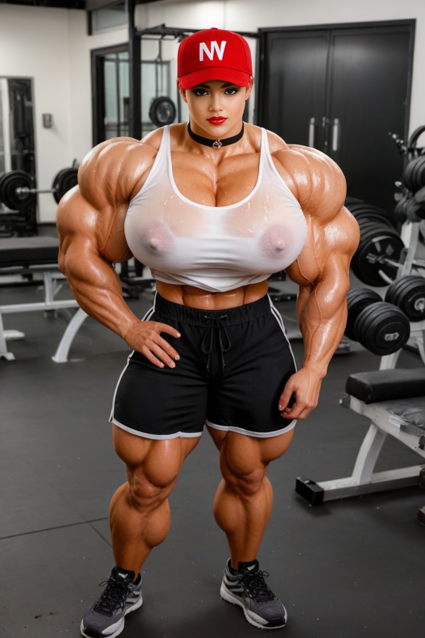 Huge Pecs, Bored Expression, Choker AI Porn