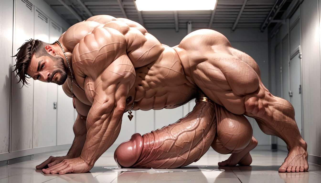 Body Hair, Flaccid Gigantic Penis, Extreme Hyper Muscular AI Gay Porn