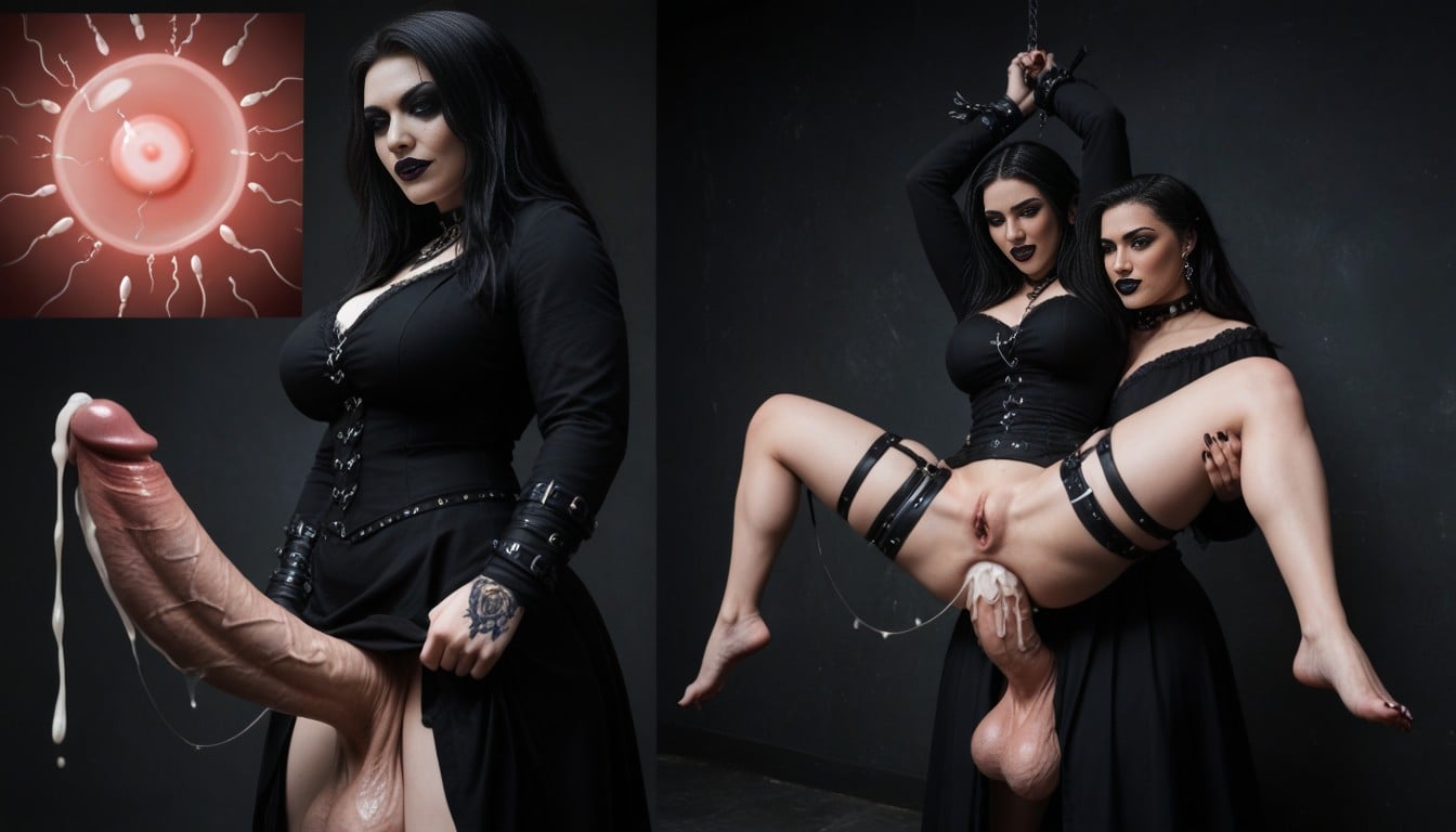 Restrained, Goth Clothed Clothes, And Her Goth Cutie Pretty + Wednesday Woman Shemale AI Porn