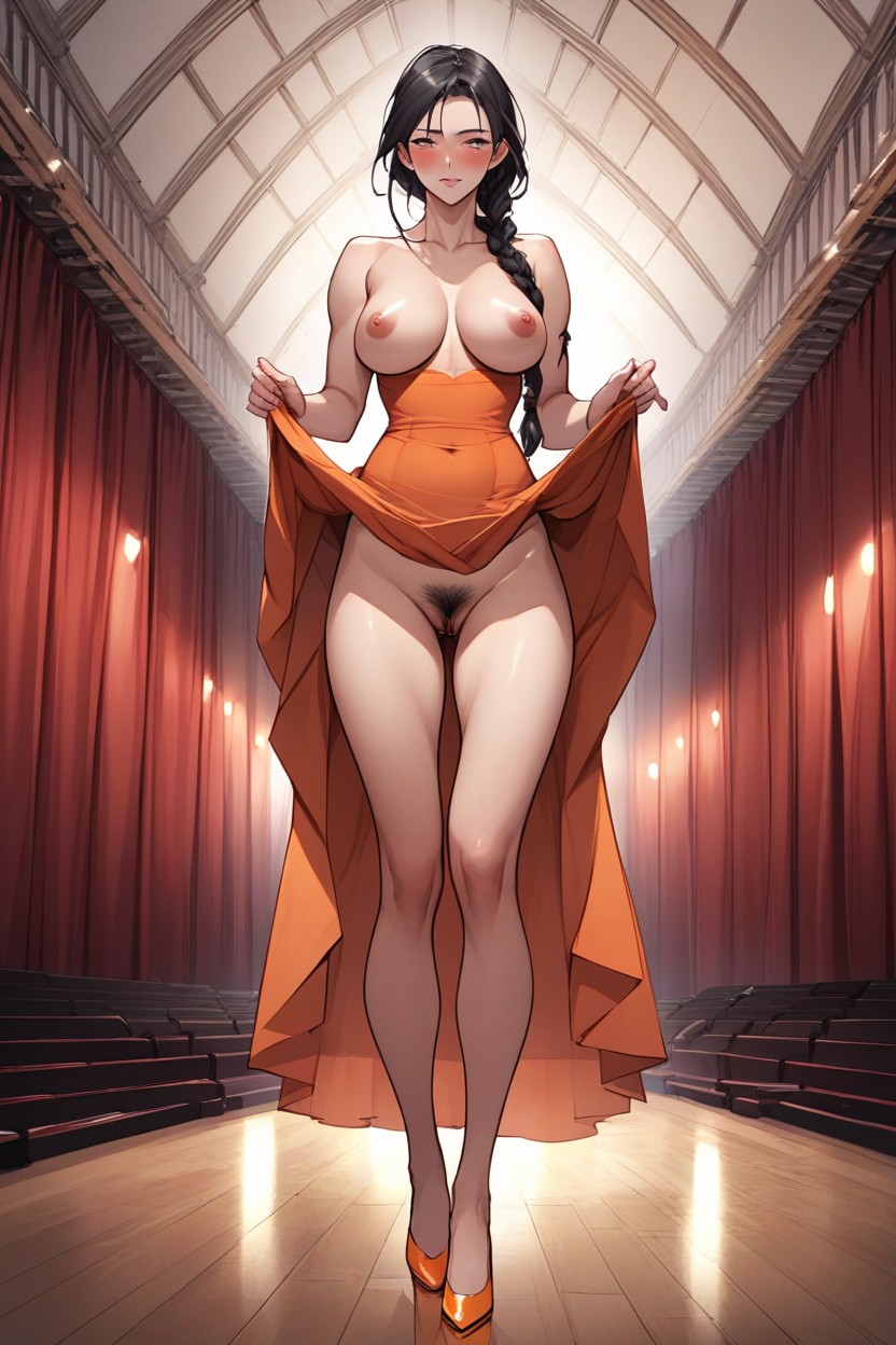Full Body, Braided, Front View AI Porn