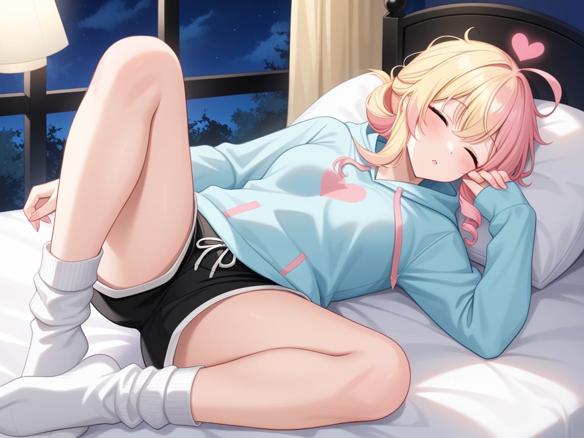 Heart Ahoge, Thighs, Laying Down Hentai AI Porn