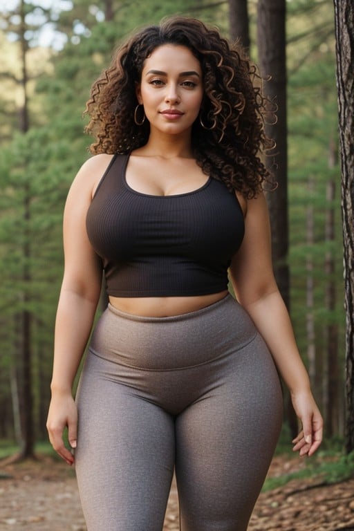 Permed Hair, Curvy Body, Front View AI Porn