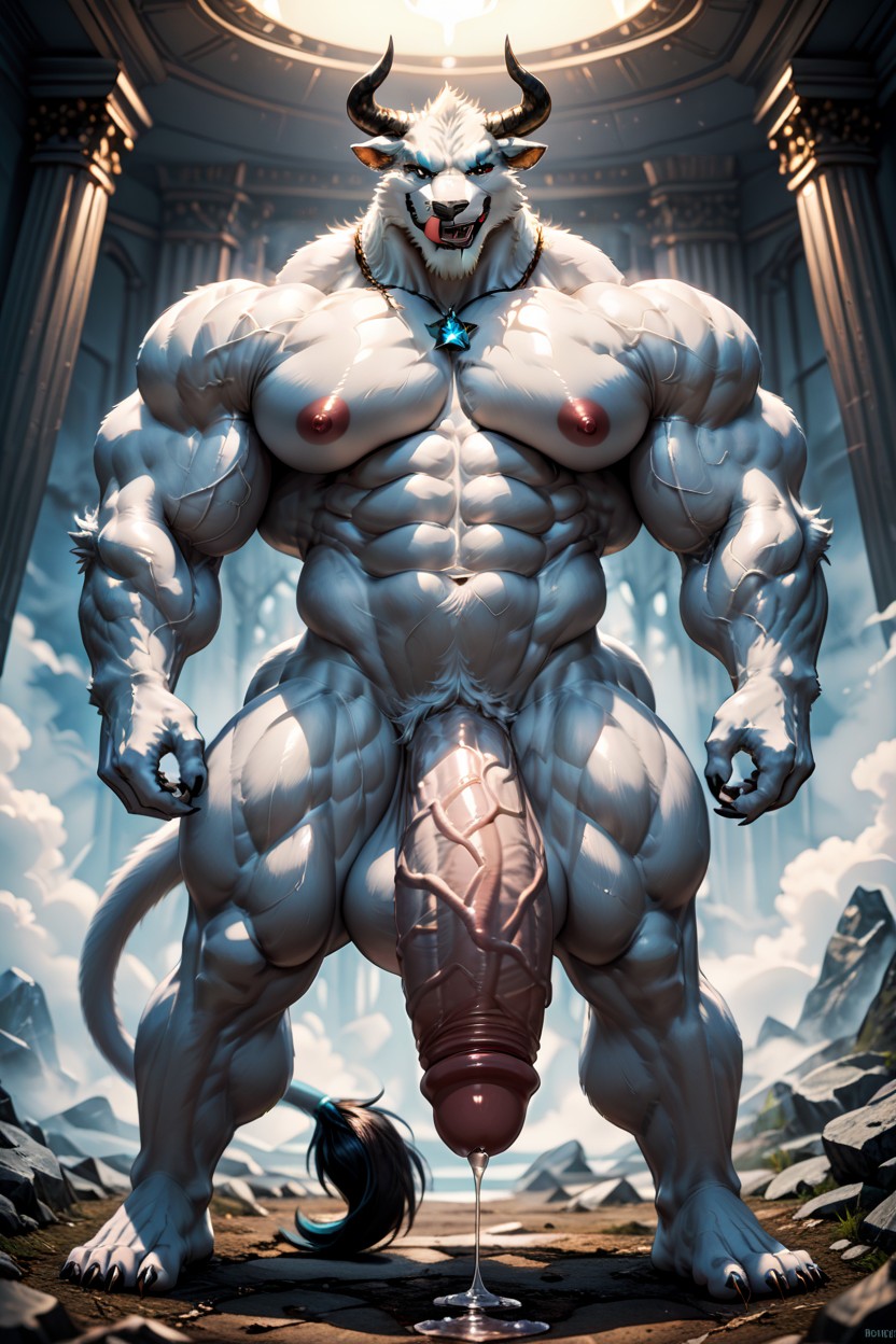 Anthropomorphic Bull, Lot Of Precum, Very Long And Impossible Penis Porno IA Furry