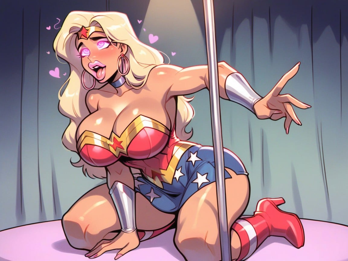 Hypnotized, Golden Hoop Earrings, Strip Club Background Hentai AI Porn