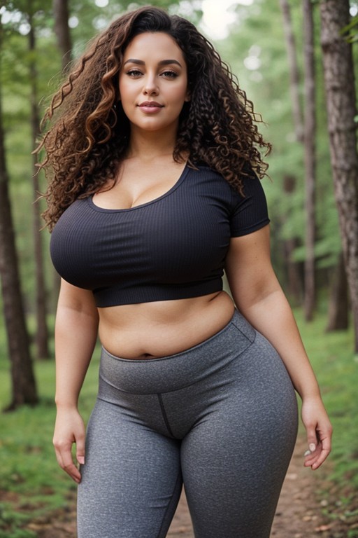 Waist, Forest Background, Tight Shirt AI Porn
