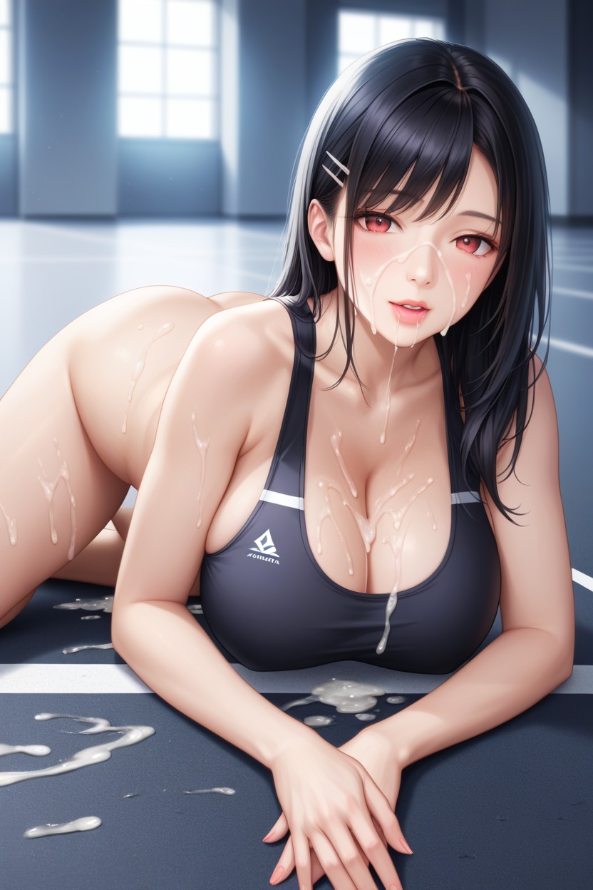 Shizuka From Zom, Cum On Belly, Low Black Hair Hentai AI Porn